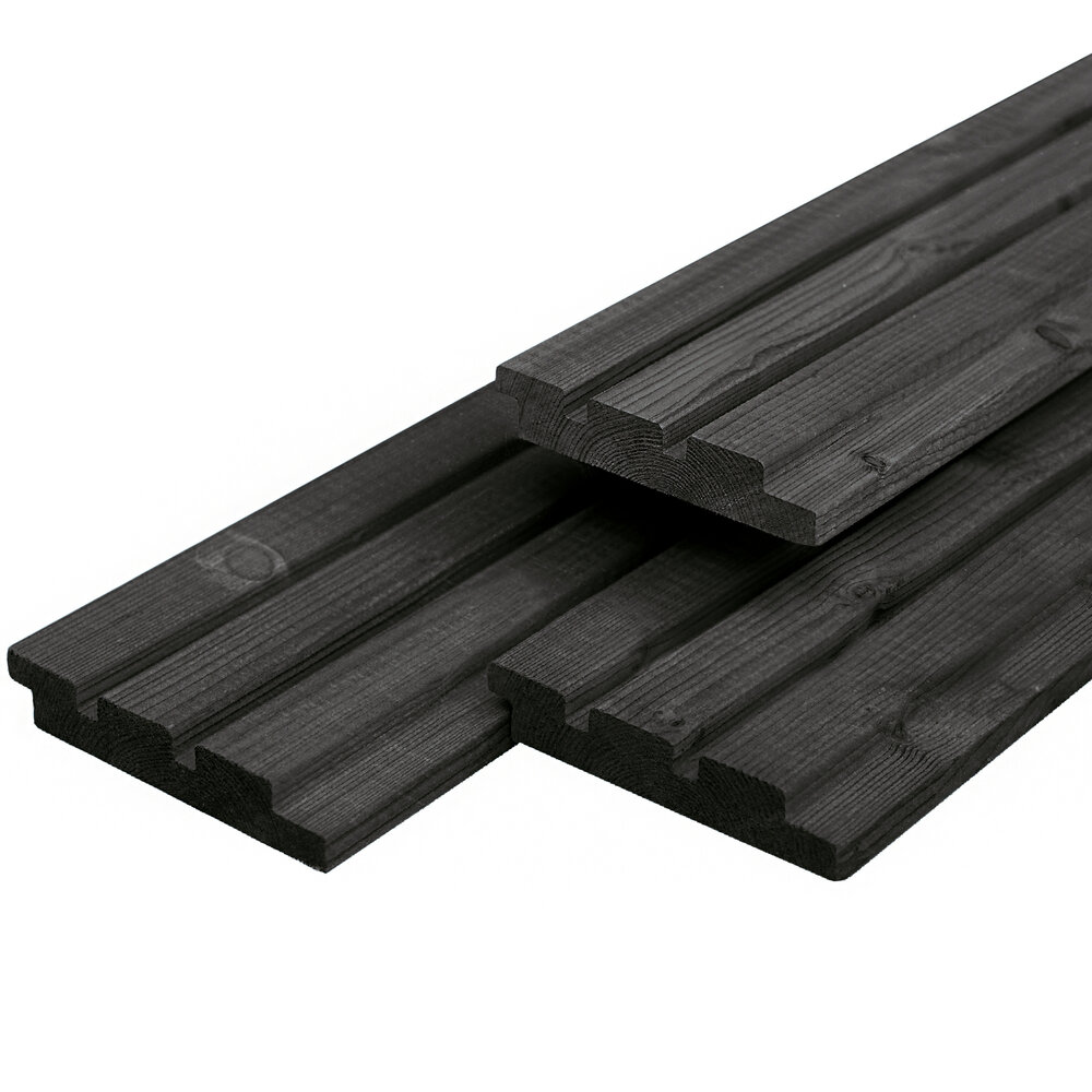 Douglas tripleprofiel, zwart ge&iuml;mpregneerd 1,9 x 13,0 x 290 cm