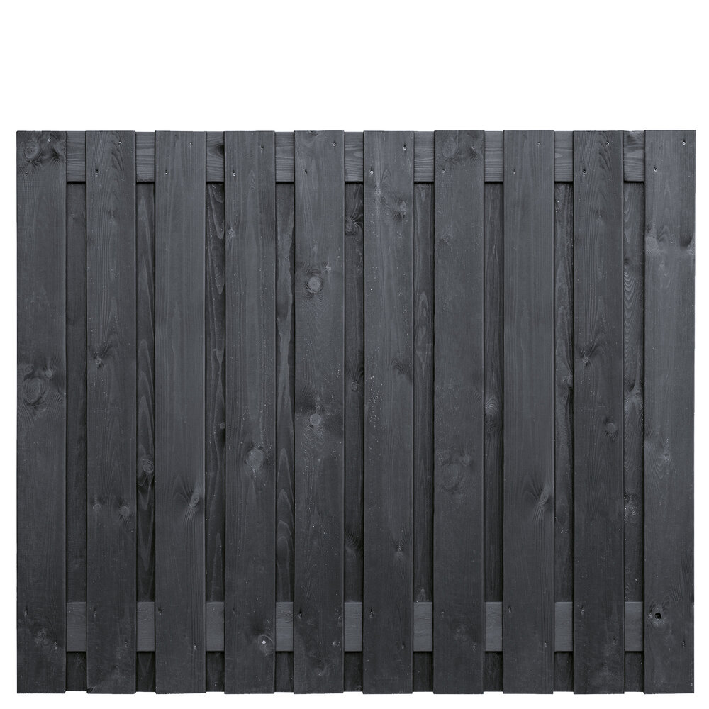 Tuinscherm grenen zwart gespoten 21-planks (19 + 2) Stuttgart 150 x 180 cm