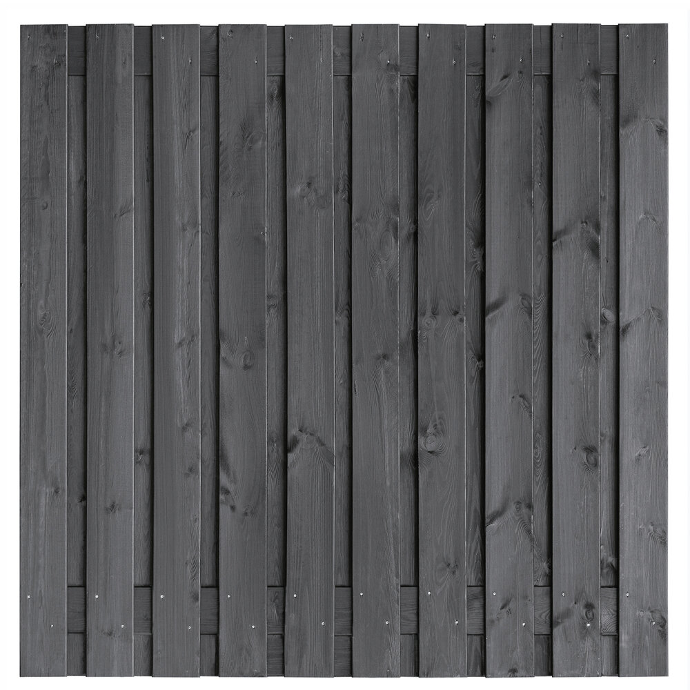 Tuinscherm grenen zwart ge&iuml;mpregneerd, 21-planks (19 + 2) Hengelo 180 x 180 cm