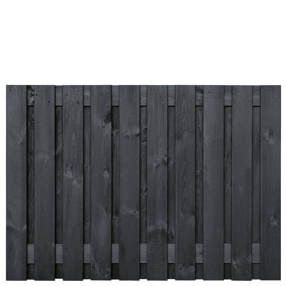 Tuinscherm grenen zwart gespoten 21-planks (19 + 2) Stuttgart 130 x 180 cm