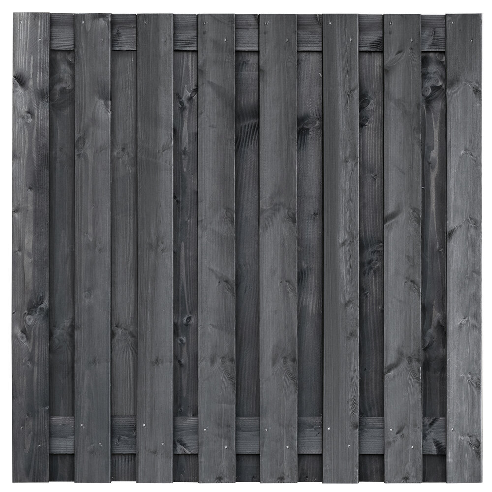 Tuinscherm grenen zwart ge&iuml;mpregneerd, 17-planks (15 + 2) Dalen 180 x 180 cm