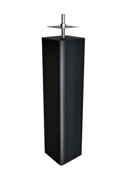 Kleur Poer 15x15x60cm Gepoedercoat Zwart Fijnstructuur inclusief RVS bevestigingsplaat en draadeind