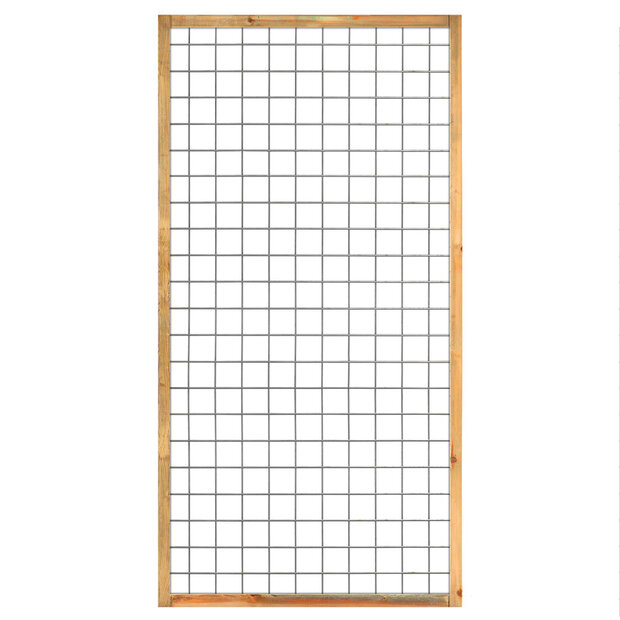 Gaaselement vuurverzinkt maaswijdte 7,5 x 7,5 cm met kader grenen groen ge&iuml;mpregneerd 4,5 x 4,5 cm H180 x B90 cm