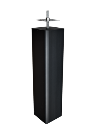 Kleur Poer 15x15x60cm Gepoedercoat Zwart Fijnstructuur inclusief RVS bevestigingsplaat en draadeind