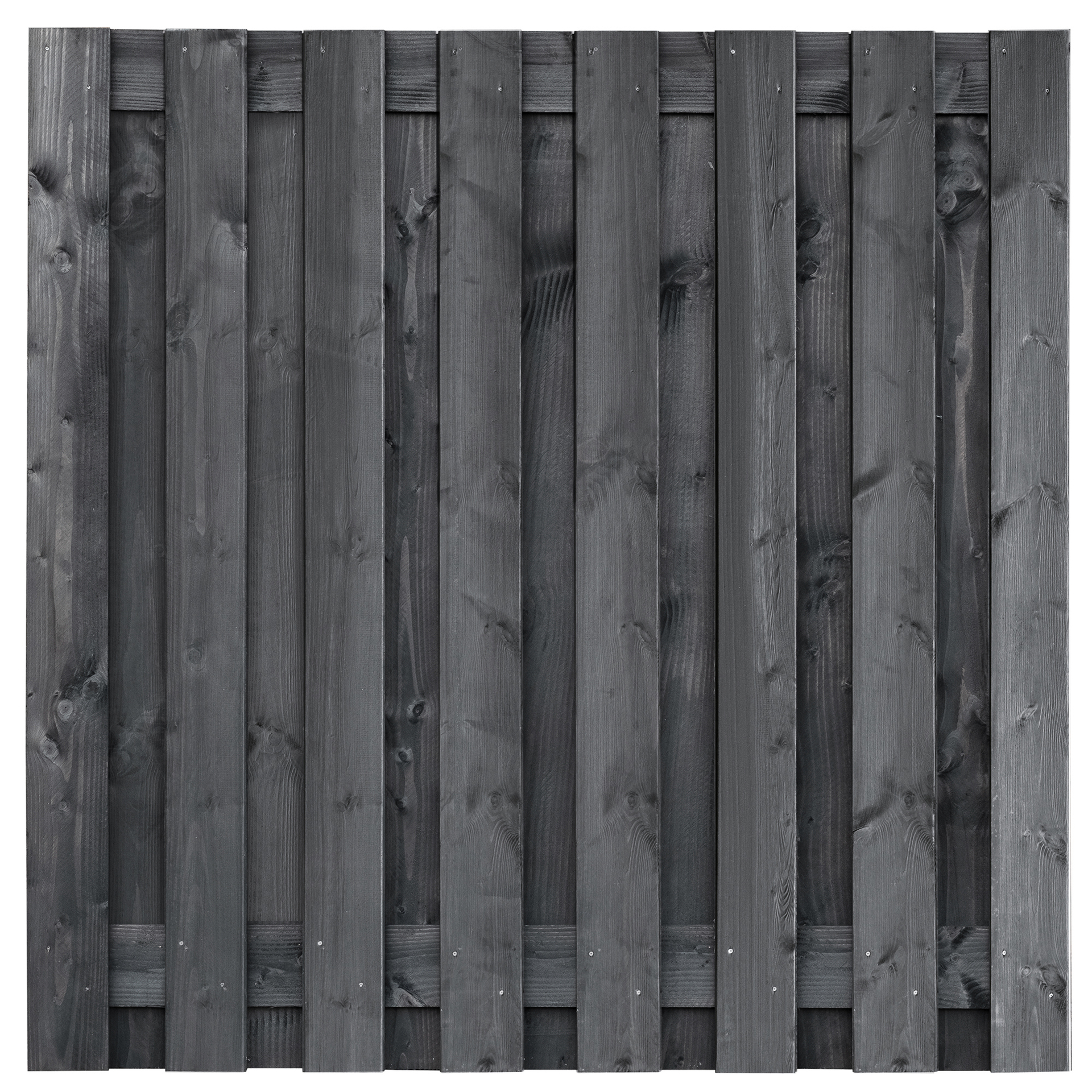 Tuinscherm grenen zwart geïmpregneerd, 17-planks (15 + 2) Dalen 180 x 180 cm