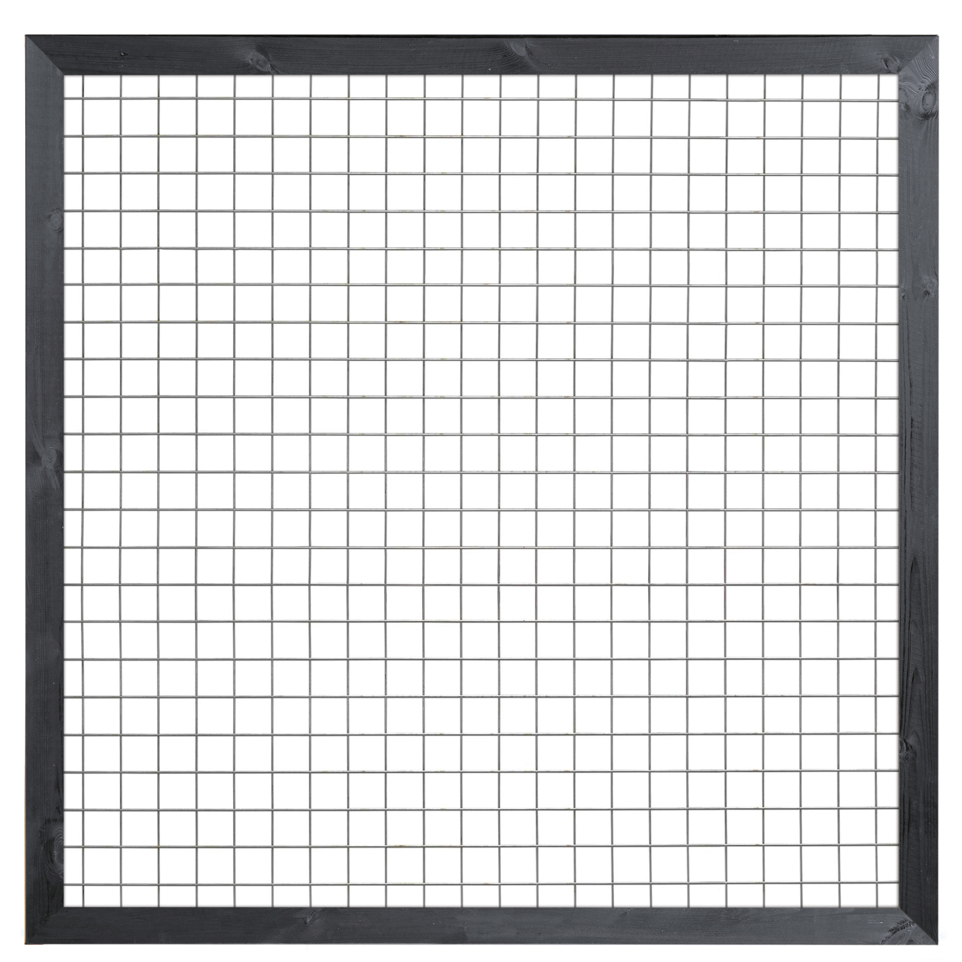 Gaaselement vuurverzinkt maaswijdte 7,5 x 7,5 cm met robuust kader grenen zwart gespoten 4,4 x 6,8 cm H180 x B180 cm