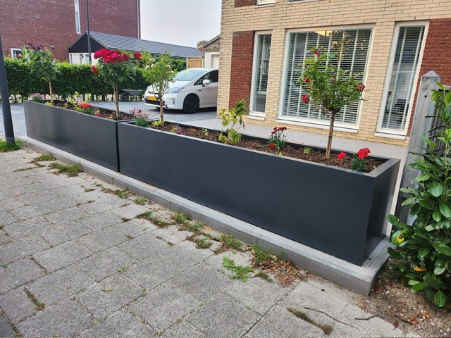 Stalen Plantenbak met bodem, 100x50x50 cm, zwart (Ral 9005)